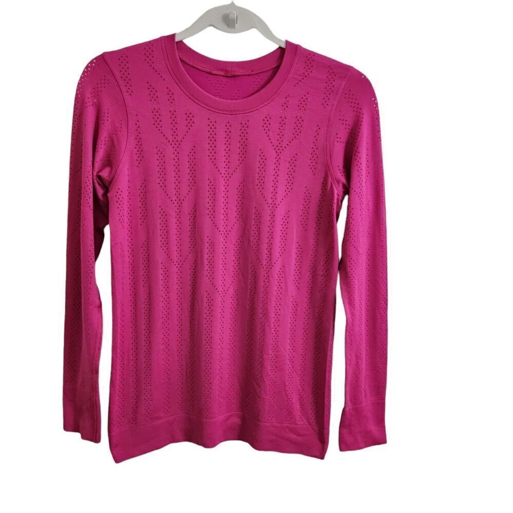 Lululemon Top‎ 4 Swiftly Breathe Long Sleeve Fetching Lines Ripened Raspberry